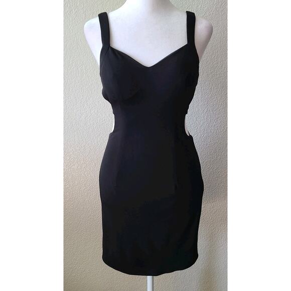 Alyce Paris Retro Babydoll Mini Black Dress Sz 00 NYE Evening Cutout Party Y2K - Picture 2 of 12